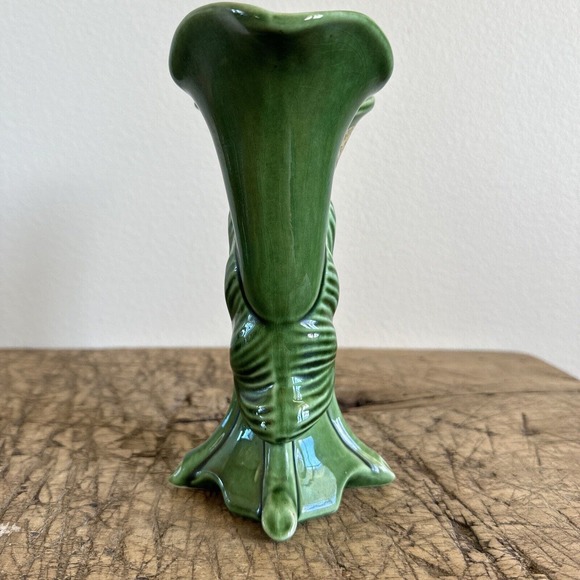 Camark Pottery Vase Calla Lily Leaf Green 8" Shape 597 Original Stickers 1940s - Picture 2 of 11